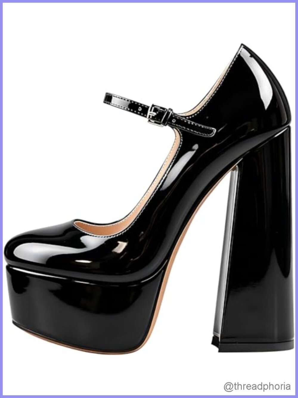 Mary Jane Platform Chunky High Heels Ankle Strap Close Toe Pumps